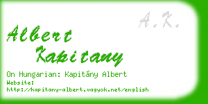 albert kapitany business card