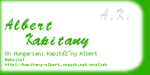 albert kapitany business card